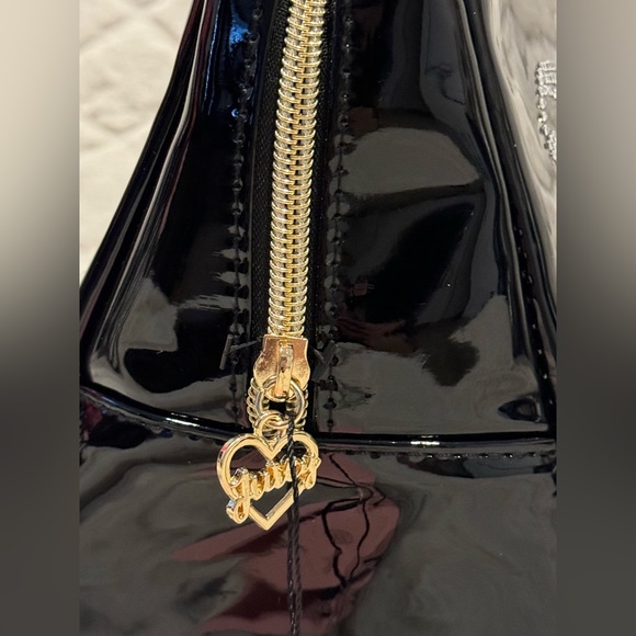 JC Juicy couture travel cosmetic makeup bag shiny black with bling juicy NWT - Picture 6 of 9